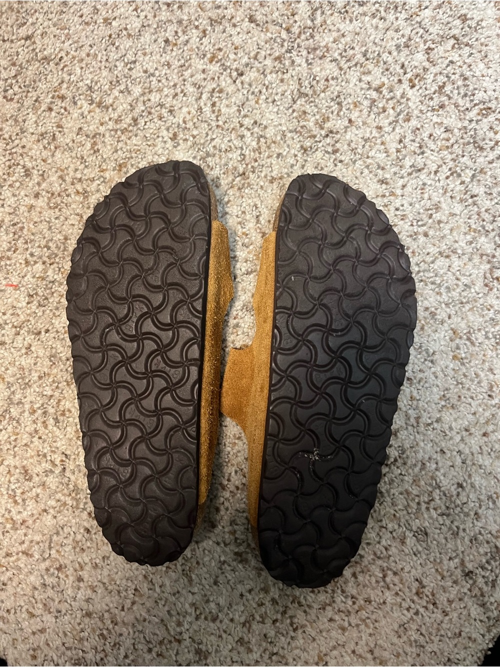 Birkenstock Womenss Arizona Suede Two-Strap Sandal - Tan/Brown - Picture 2 of 2